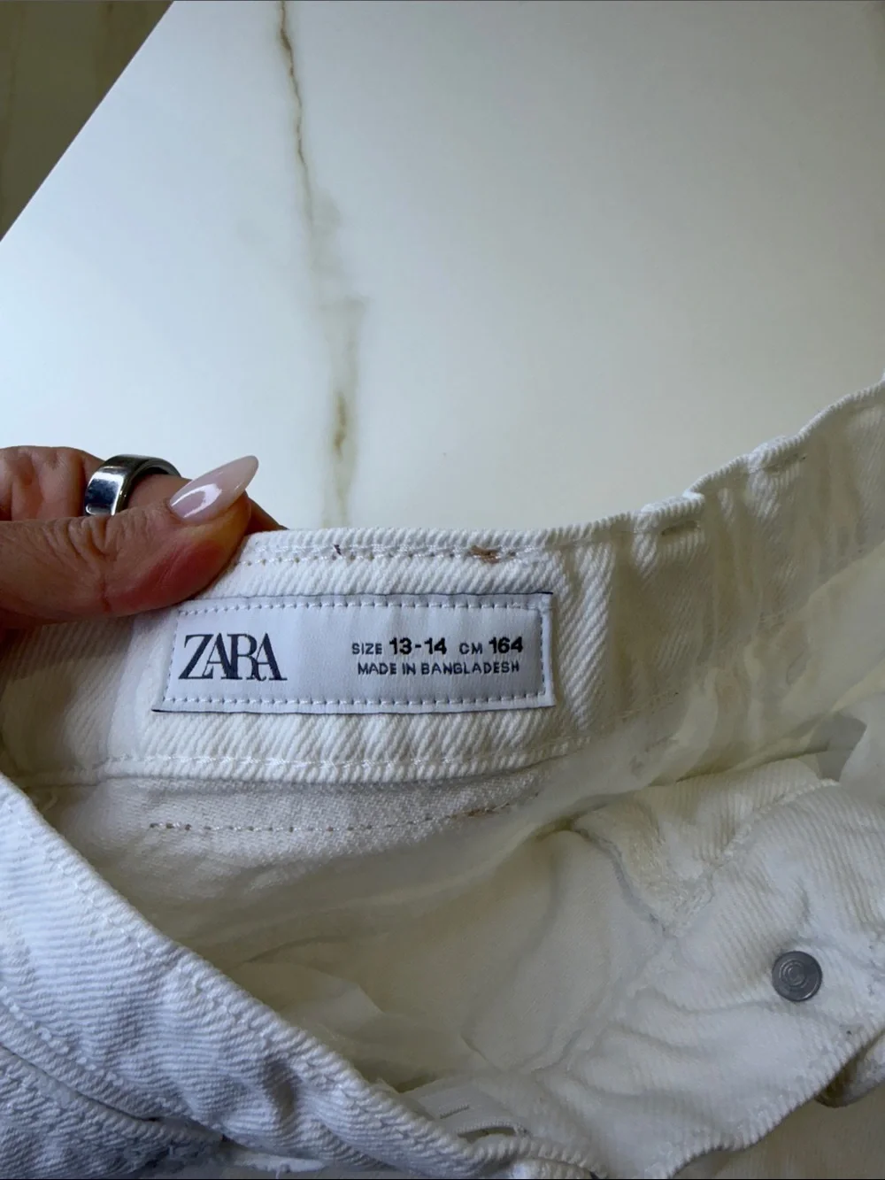 Zara girls White Distressed Denim Shorts